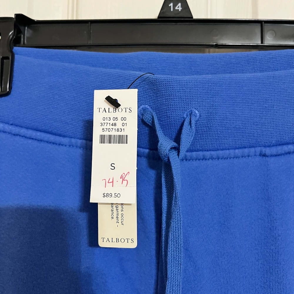 New! NWT Talbots Bright Blue Beach Terry Wide Crop Pants - Picture 3 of 10